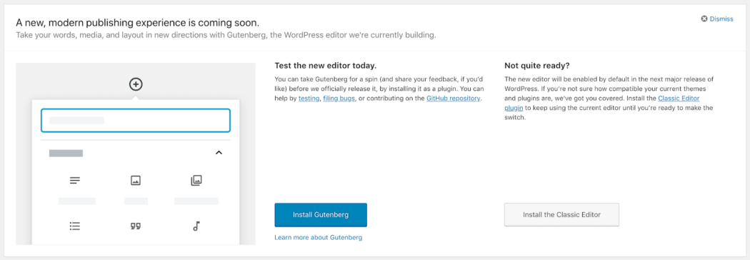 Gutenberg WordPress kontrol paneli eylem çağrısı butonu