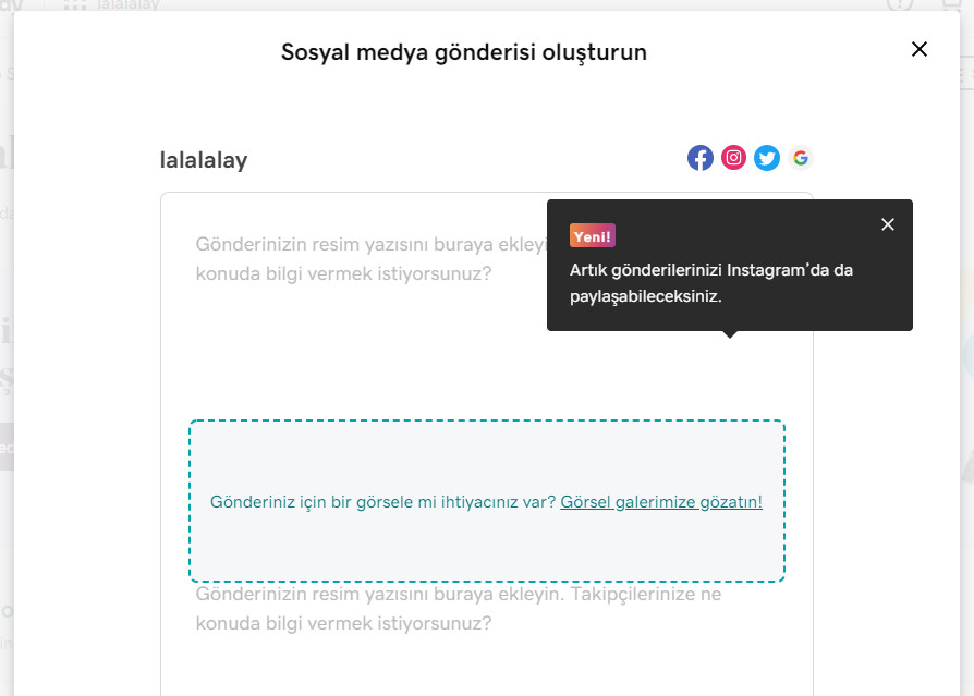 instagram gönderi paylaşma gönderi oluşturma ekranı