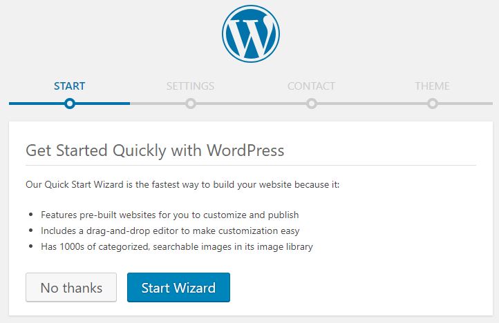 web sitesi nasıl kurulur wordpress hızlı başlangıç sihirbazı