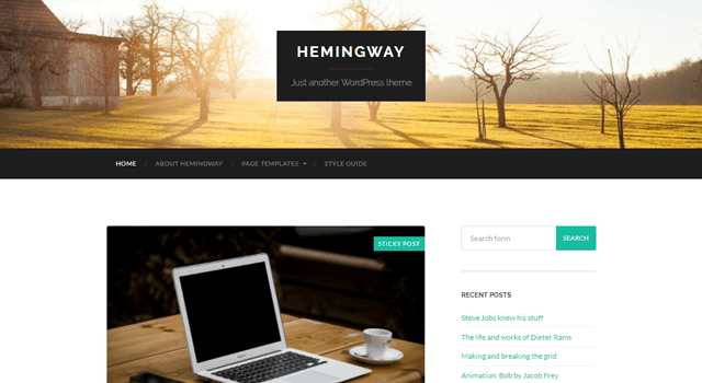 wordpress tema hemingway