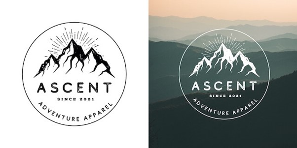 Example logos for a brand called Ascent made with GoDaddy Studio