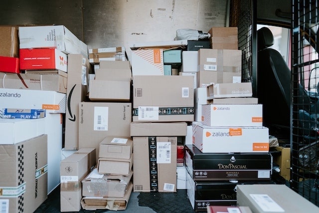 Back of a delivery truck full of packages