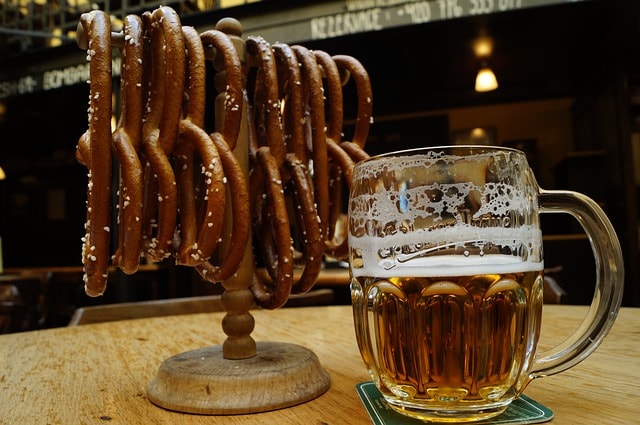 beer and pretzels