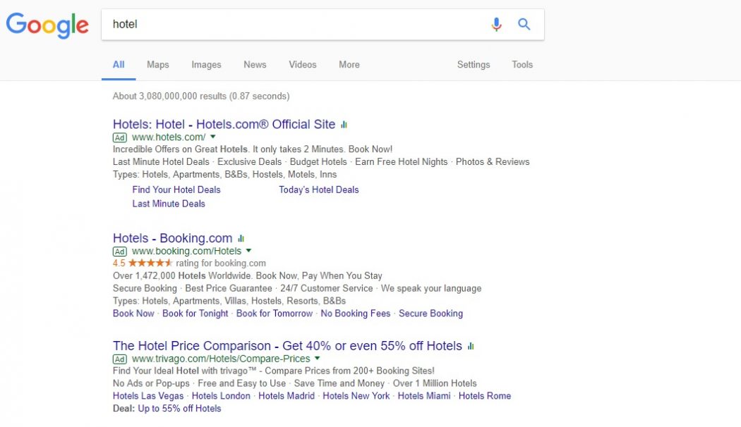 digital marketing paid search results