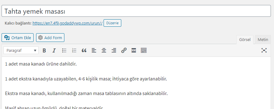 e ticaret sitesi kurmak woocommerce ürün adı ürün açıklaması ekleme