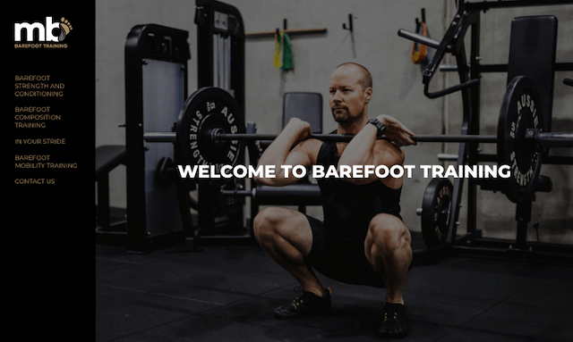 MB Barefoot Training website home page