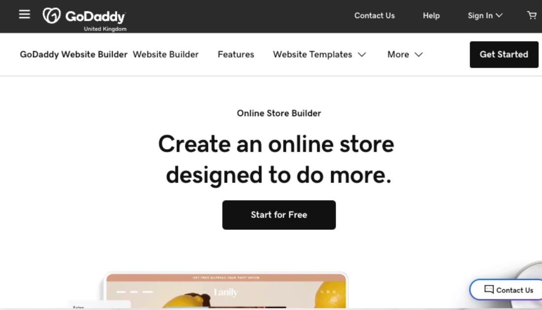 GoDaddy Online Store builder