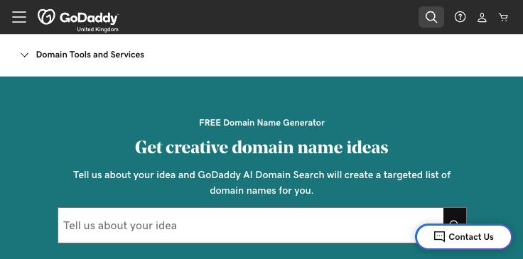 GoDaddy domain name generator