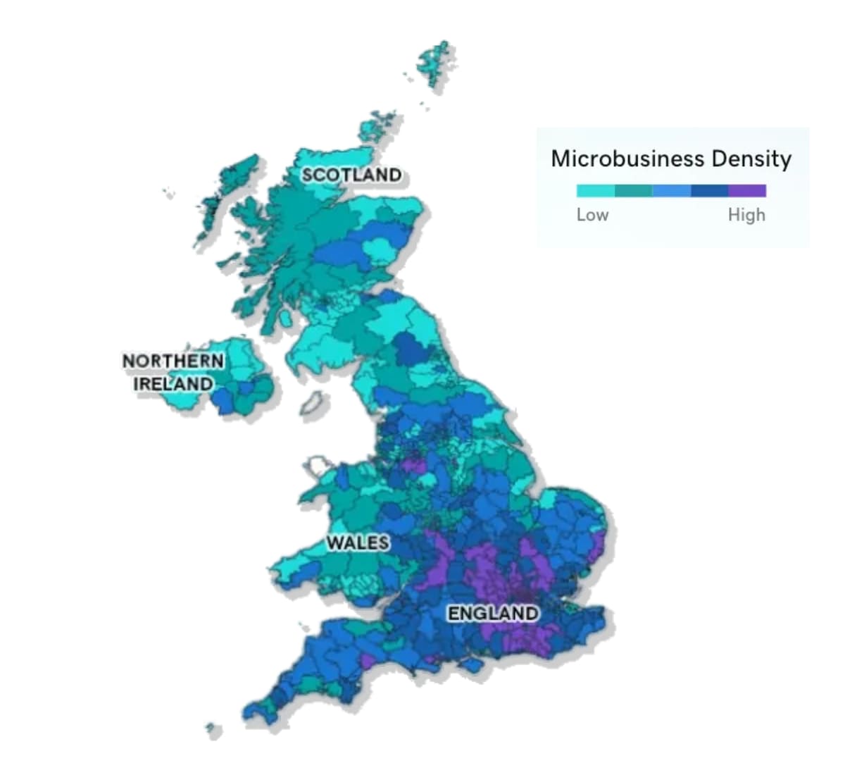 United Kingdom colour coded map