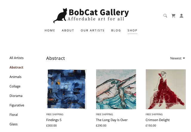 Bobcat Gallery selling artwork online