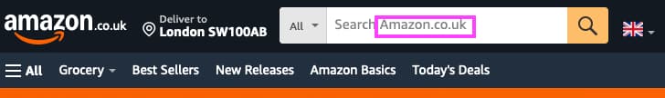 Browser bar for Amazon.co.uk that shows Amazon's domain name