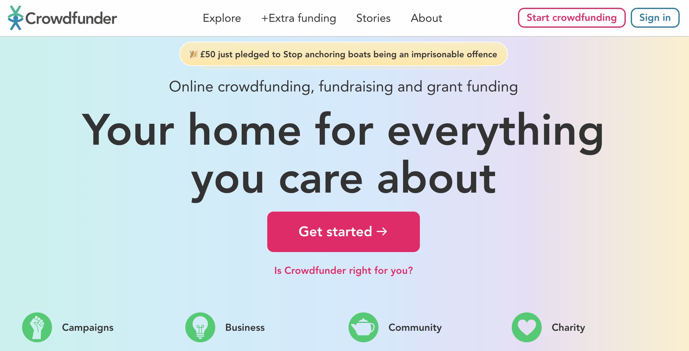 Example of sites to raise money for art business