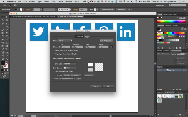 Screenshot of edit artboard on Adobe Illustrator