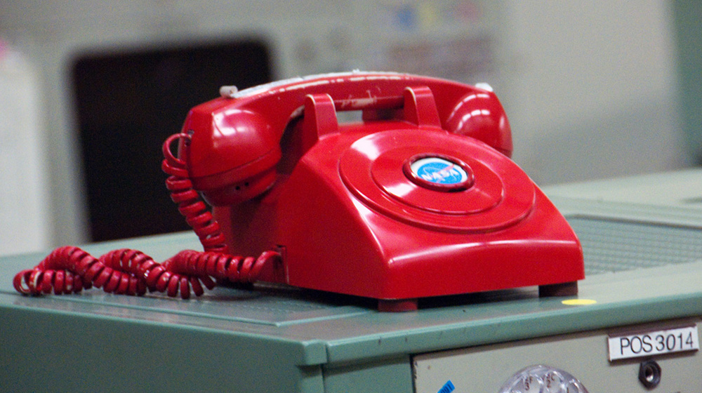 Red rotary phone