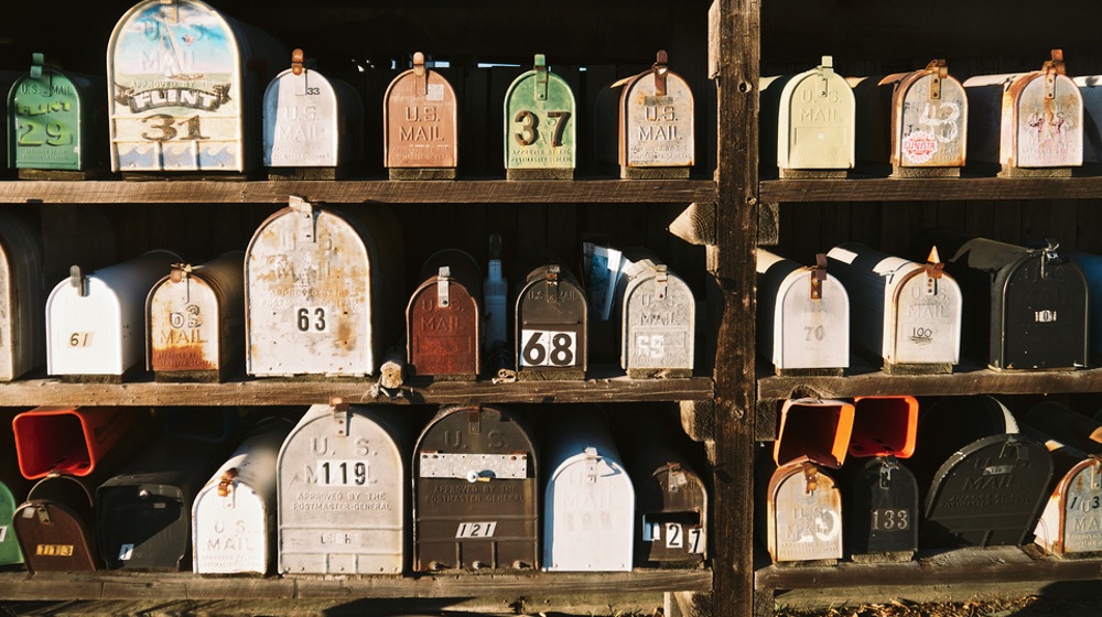 rows of mailboxes to represent how to get repeat business with email marketing