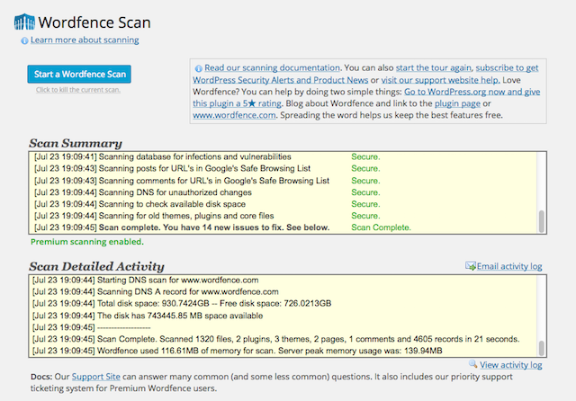 Website Safety Checks Wordfence Plugin