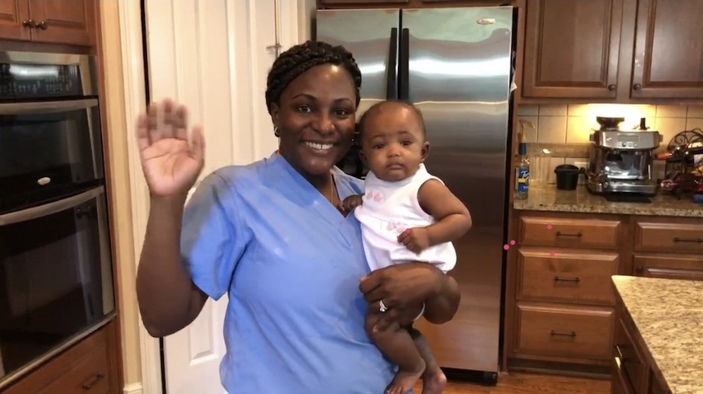 Erin King-Mullins of Corona Mamas waving in kitchen during Today Show feature