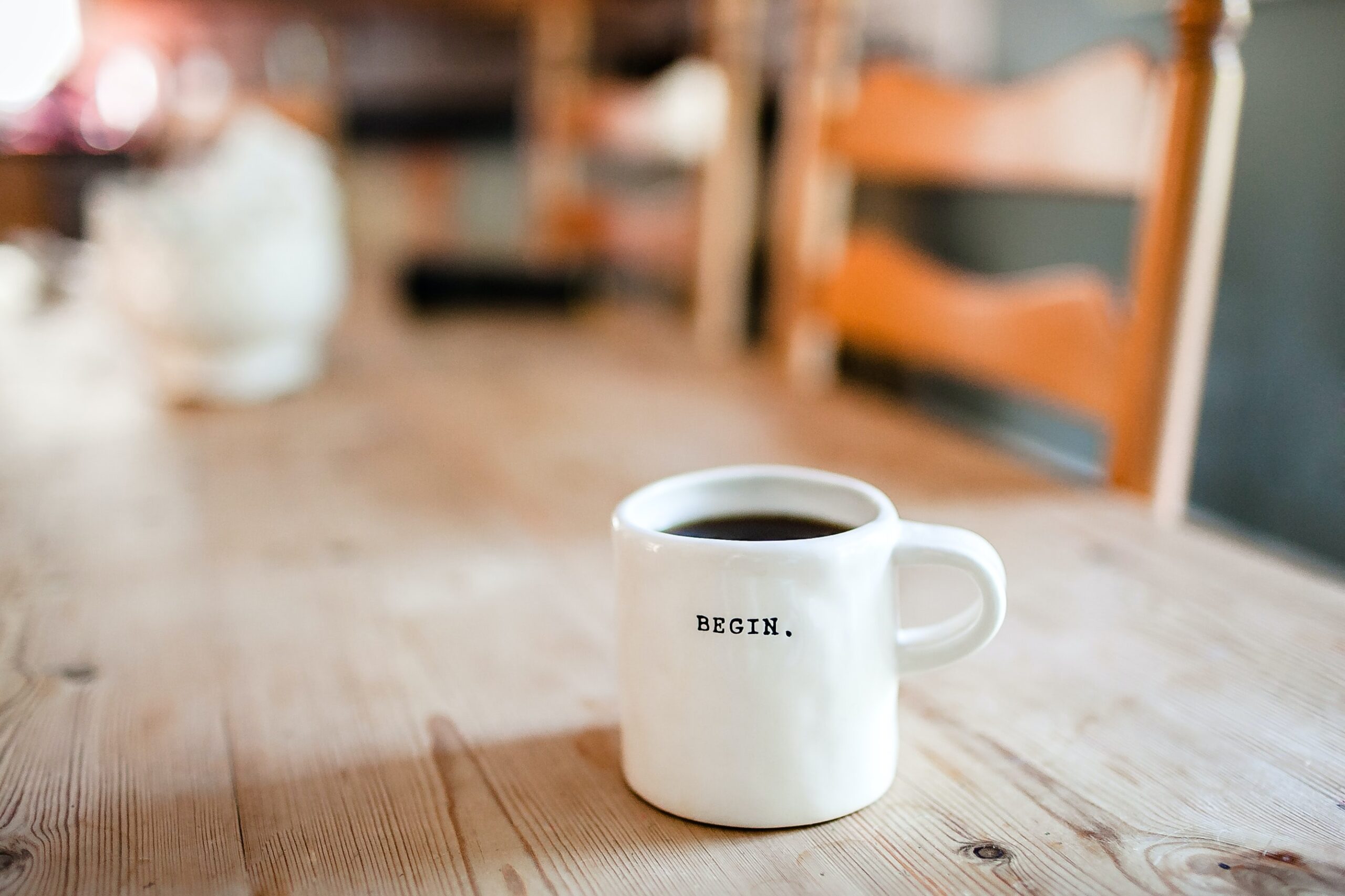 Coffee mug on wood table