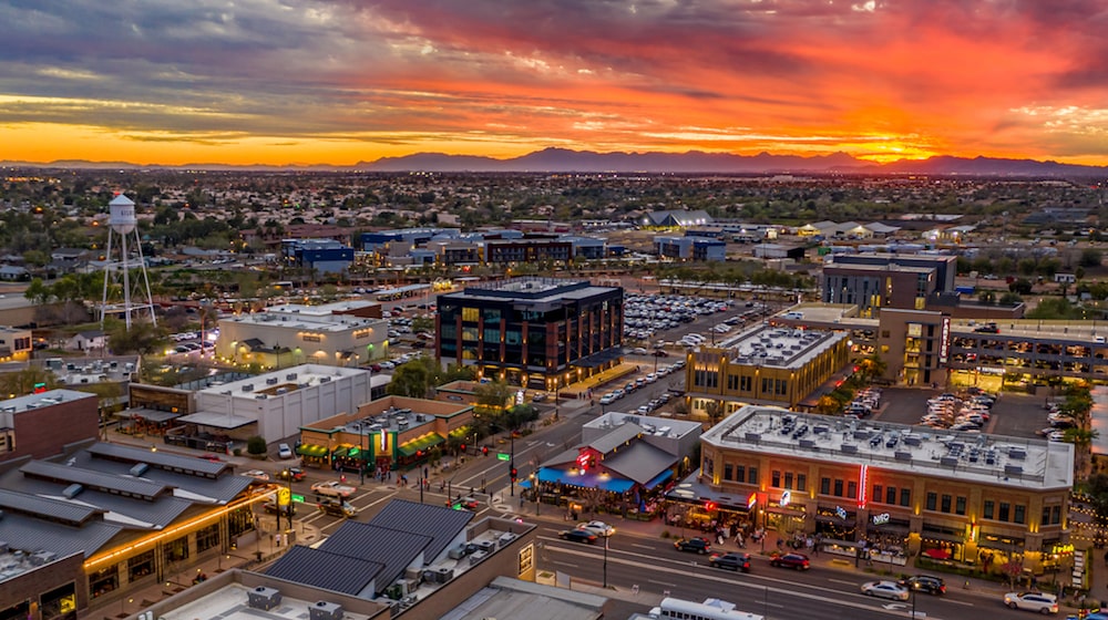 View of Gilbert Arizona at Sunse