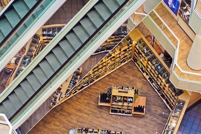 Aerial view of shopping mall