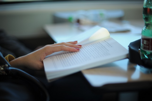 Book open on a desk