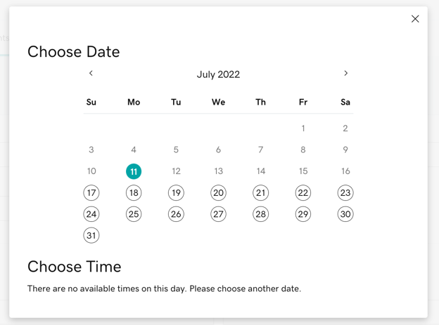 Calendar view for time blocking in OLA