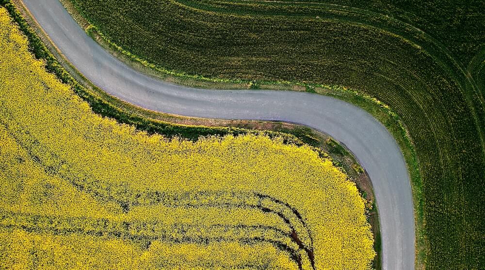 Curve in country road