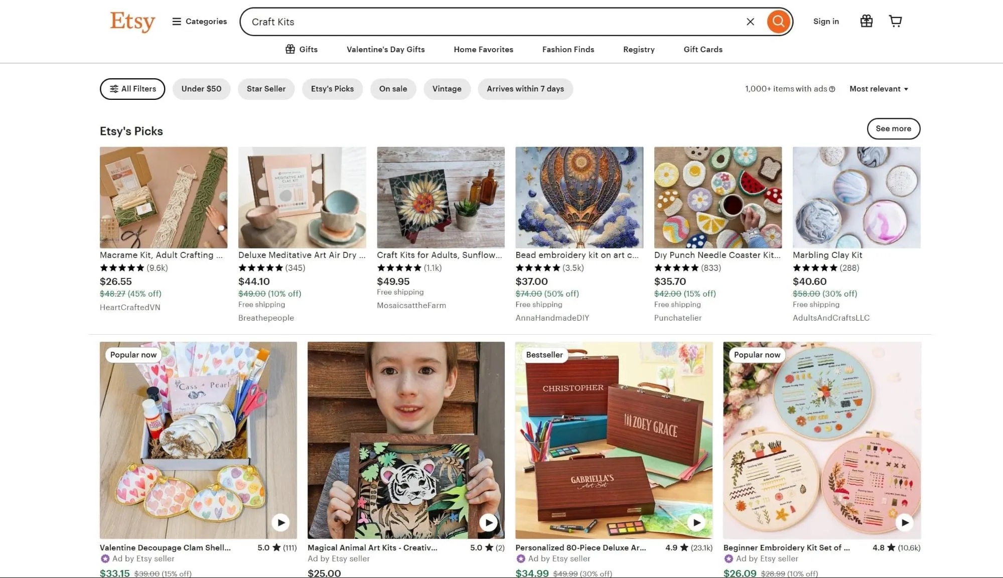 Best Things to Sell on Etsy Craft Kits Search Results