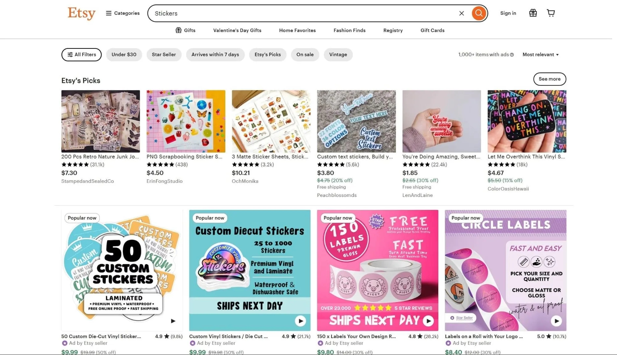 Best Things to Sell on Etsy Stickers Search Results