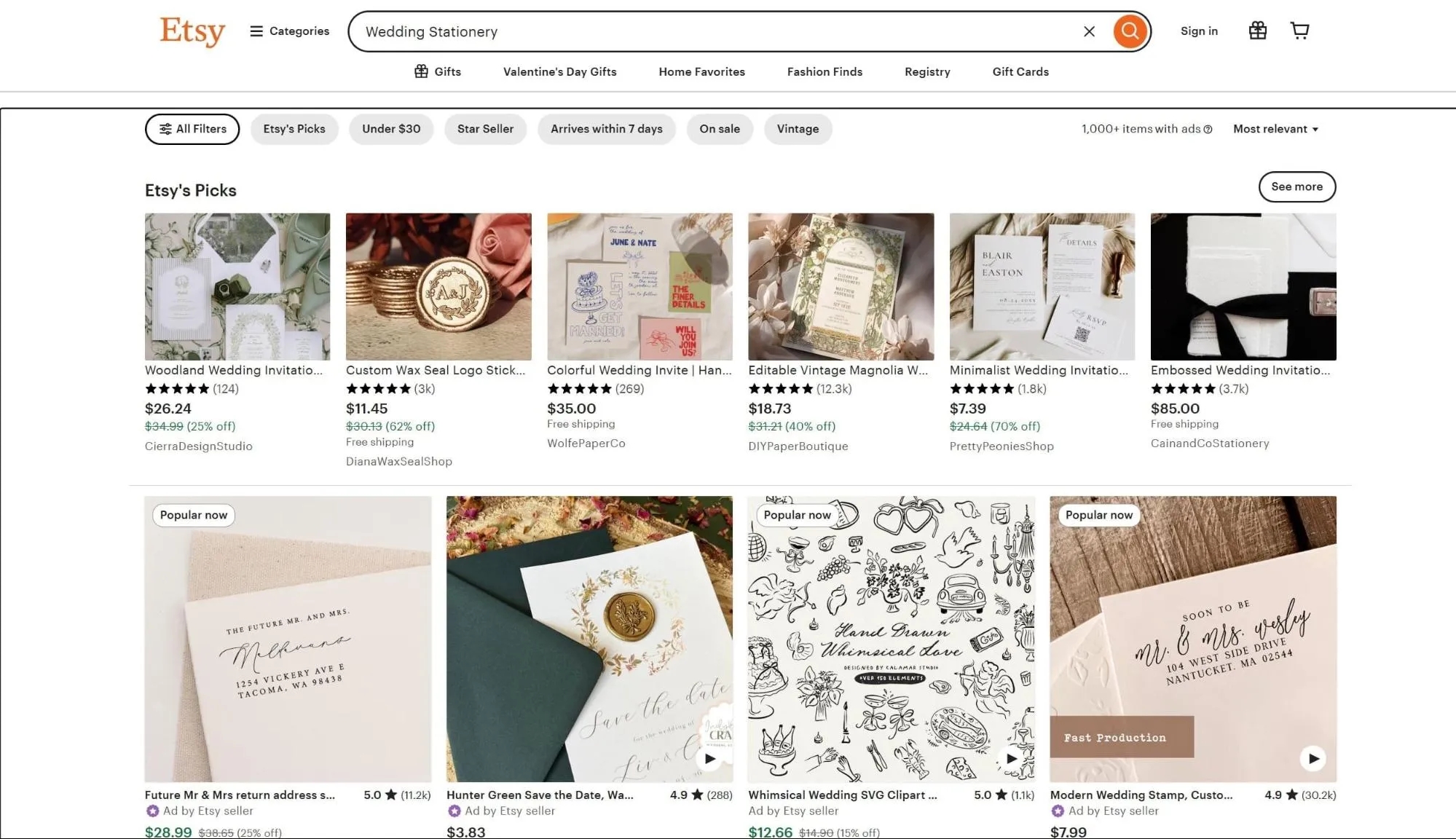 Best Things to Sell on Etsy Wedding Stationery Search Results