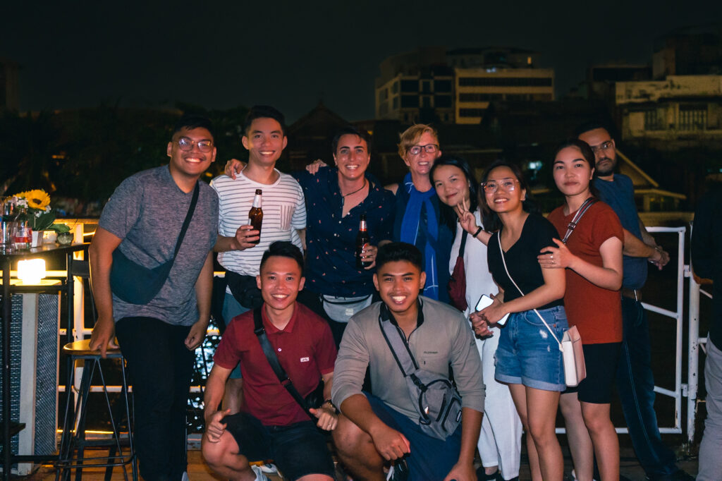 WordCamp Asia people at the GoDaddy boat party posing for a photo