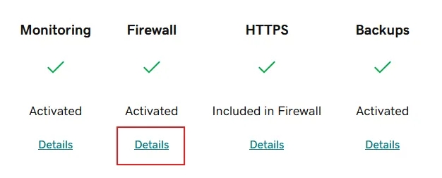 Details - Godaddy Firewall screenshot