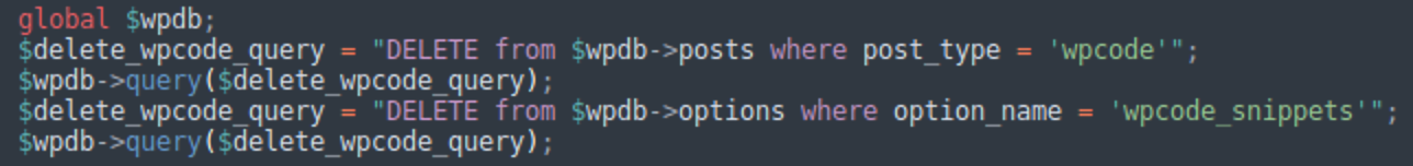 wpcode_snippets removal from dollyway malware campaign