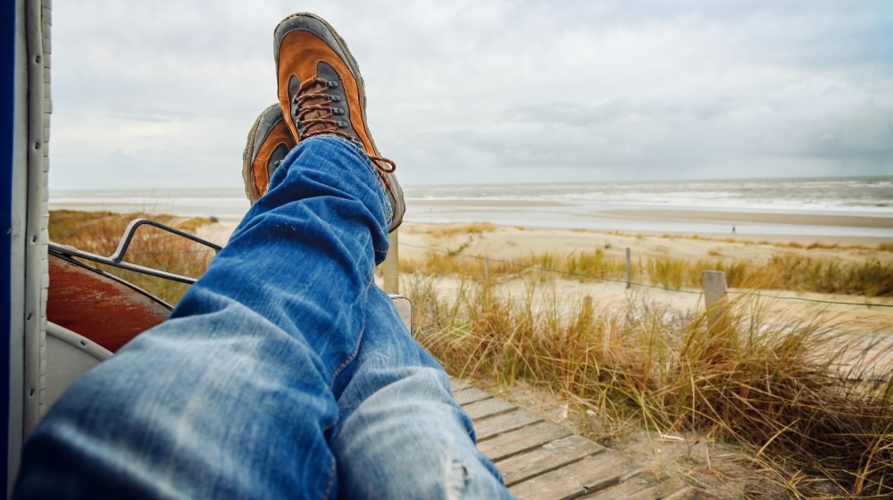 Man Taking A Break At The Beach