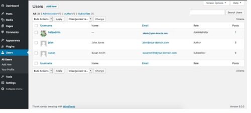 Users Screen In The WordPress Dashboard