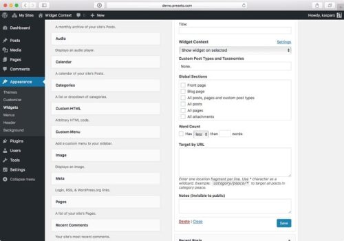 Wordpress Widgets In The Dashboard