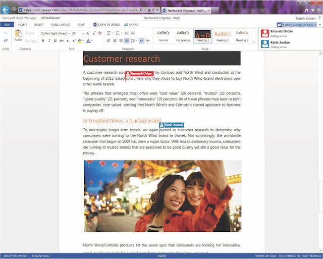 Office 365 Collaboration Tools Word Web App Coauthoring