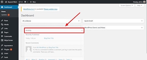 WordPress Dashboard Rearrange