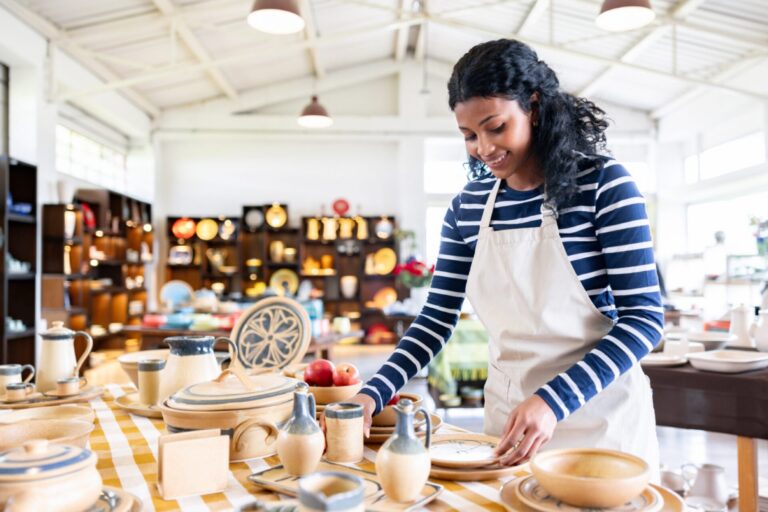 Woman working in a store